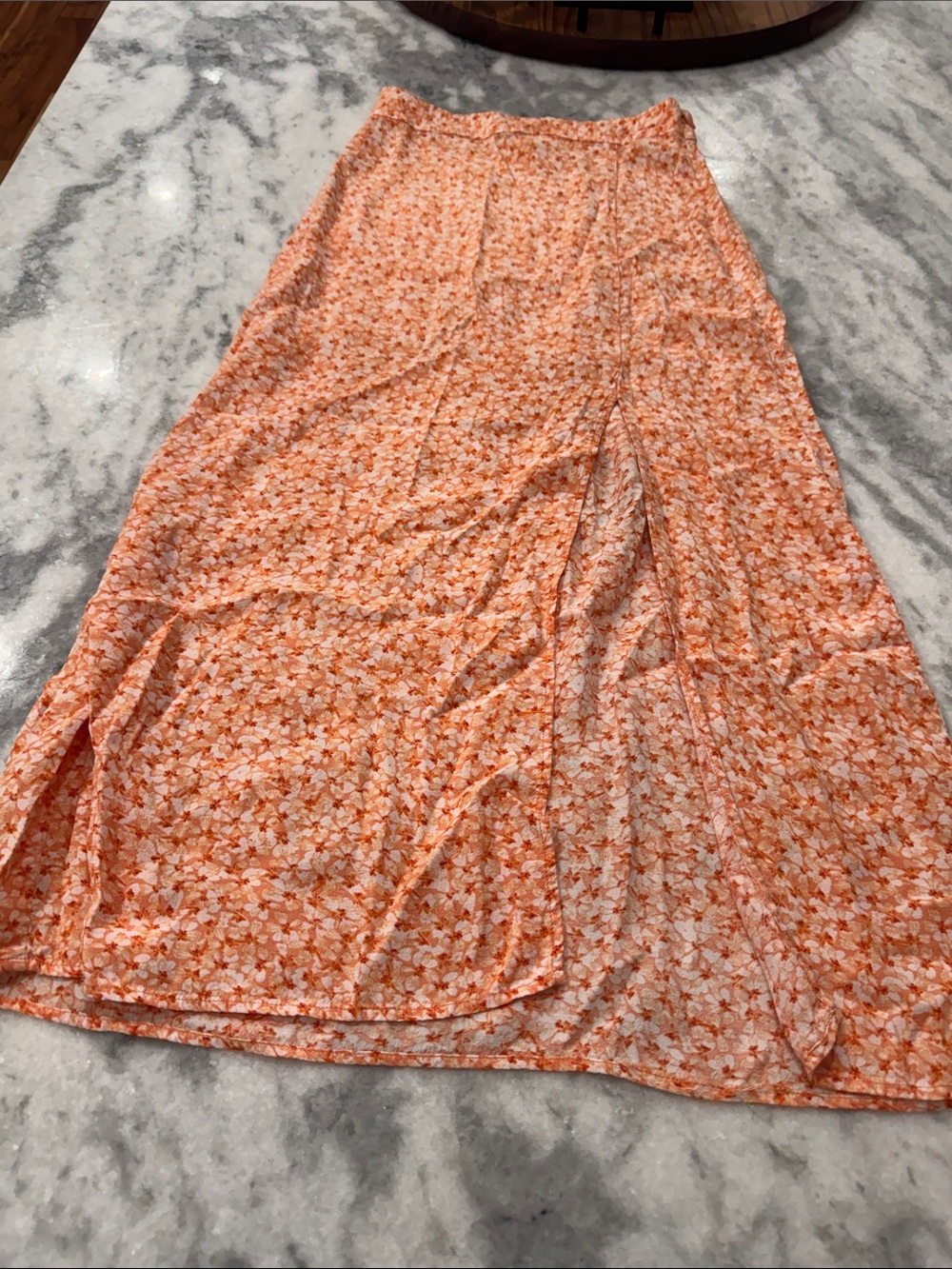 H&M Peach-Orange Floral Maxi Skirt